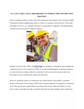 Is a CSCS Card A Legal Requirement to Work In The Construction Industry 16