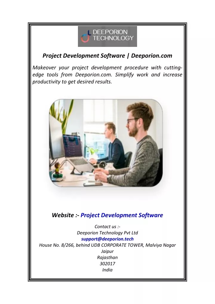 project development software deeporion com