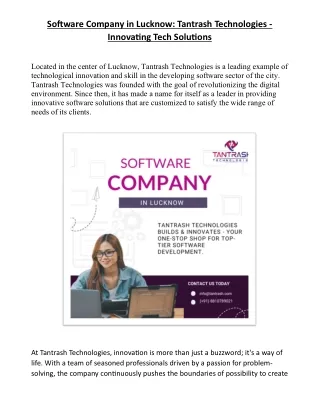 Software Company in Lucknow: Tantrash Technologies - Innovating Tech Solutions