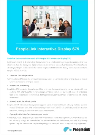 PeopleLink Interactive Display S75 | 4K UHD Display