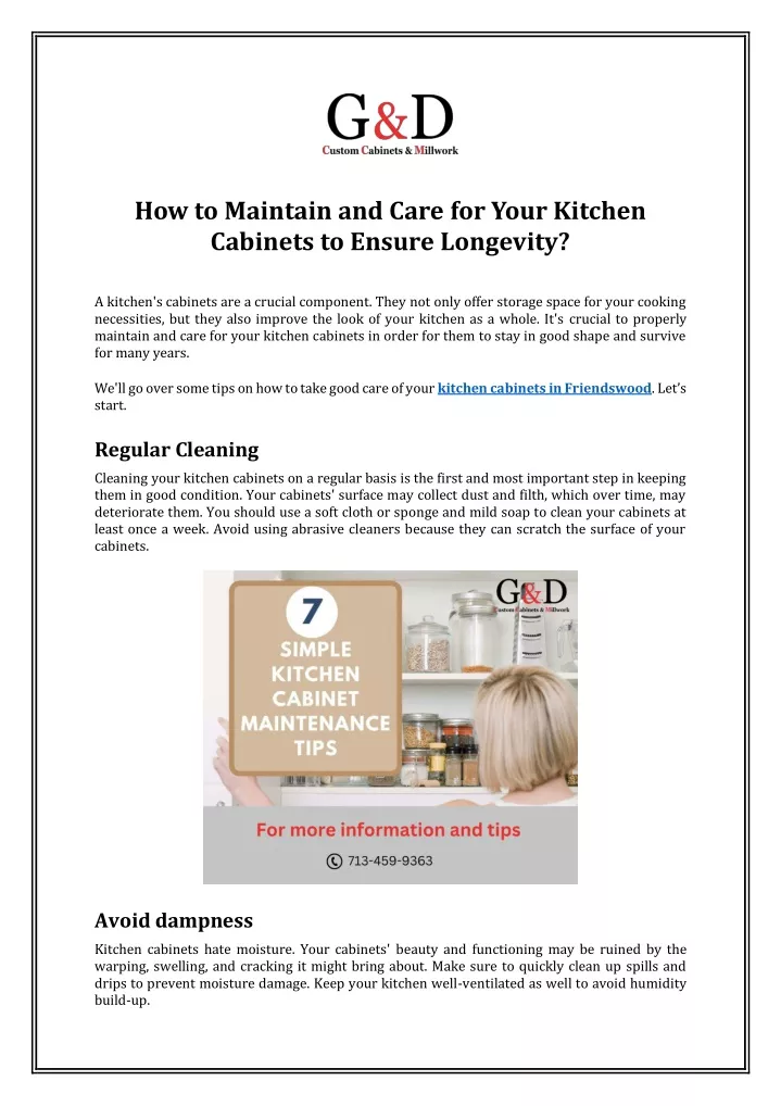 how to maintain and care for your kitchen
