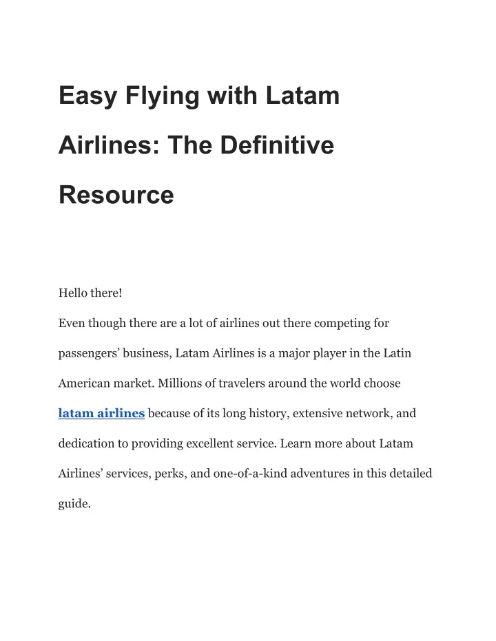 easy flying with latam