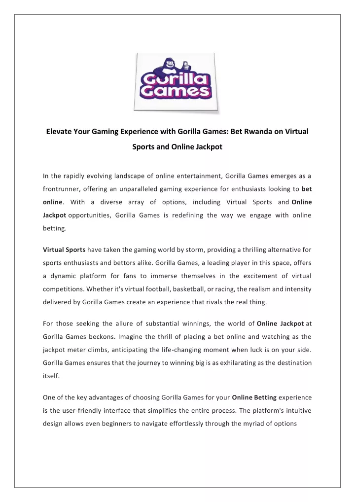 elevate your gaming experience with gorilla games