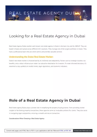 Real Estate agency Dubai
