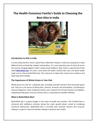 The Health-Conscious Family's Guide to Choosing the Best Atta in India