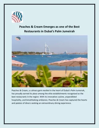 Best Restaurants in Dubai Palm Jumeirah - Peaches & Cream