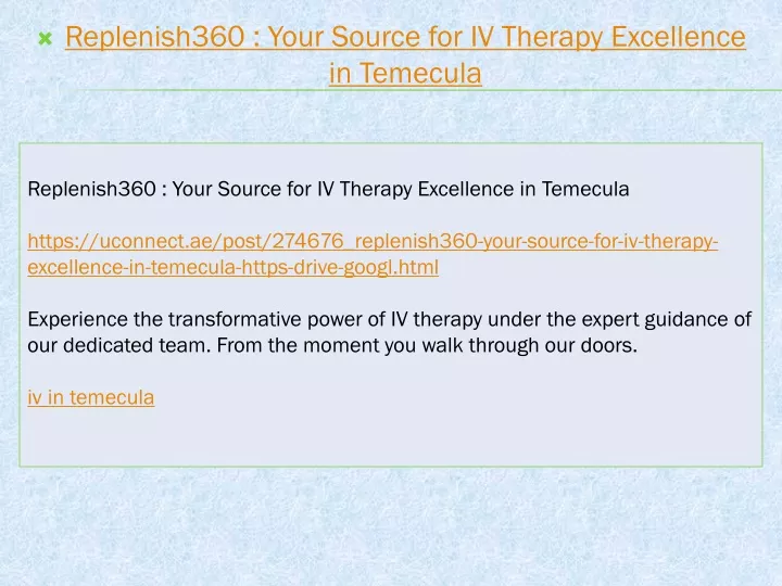 replenish360 your source for iv therapy excellence in temecula