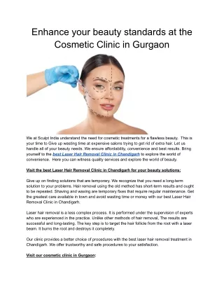 Enhance your beauty standards at the Cosmetic Clinic in Gurgaon
