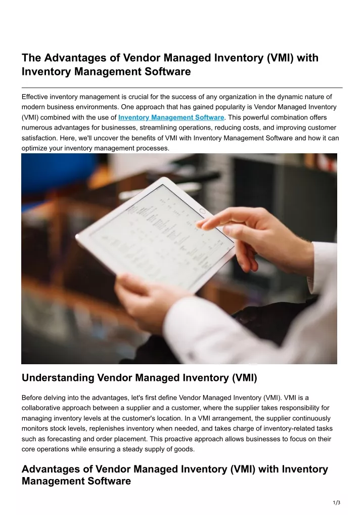 the advantages of vendor managed inventory