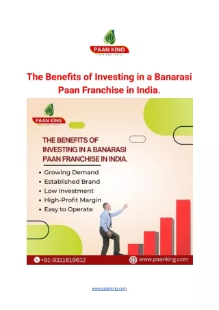 Banarasi Paan Franchise in India - Paanking