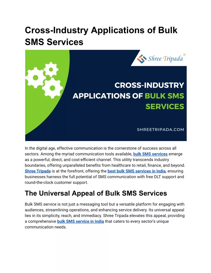cross industry applications of bulk sms services