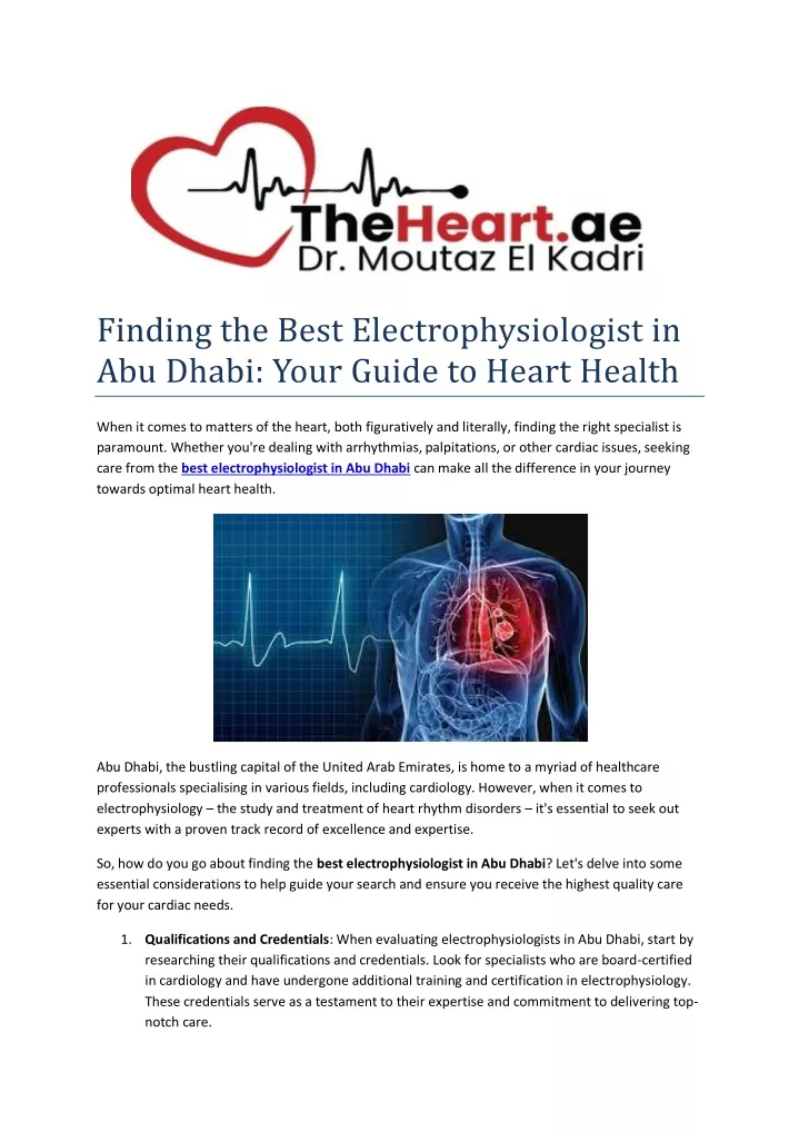 finding the best electrophysiologist in abu dhabi