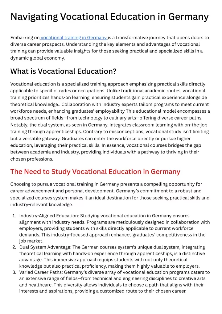 navigating vocational education in germany