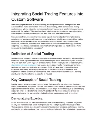 Integrating Social Trading Features into Custom Software