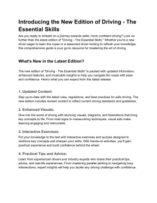 CDA  Blog_- Introducing the New Edition of Driving - The Essential Skills