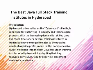 The Best Java Full Stack Training Institutes in Hyderabad
