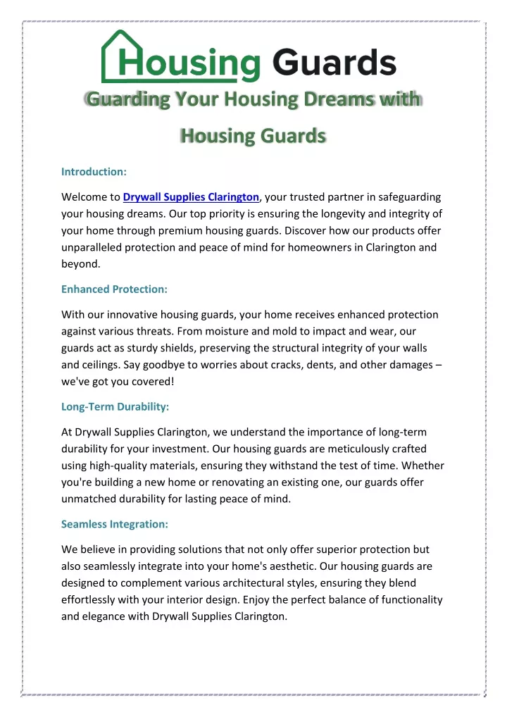 guarding your housing dreams with