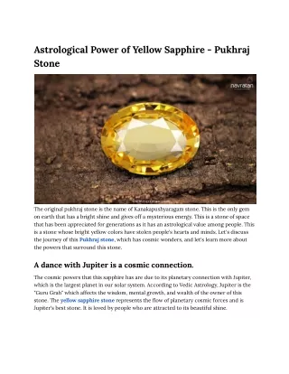 Astrological Power of Yellow Sapphire - Pukhraj Stone