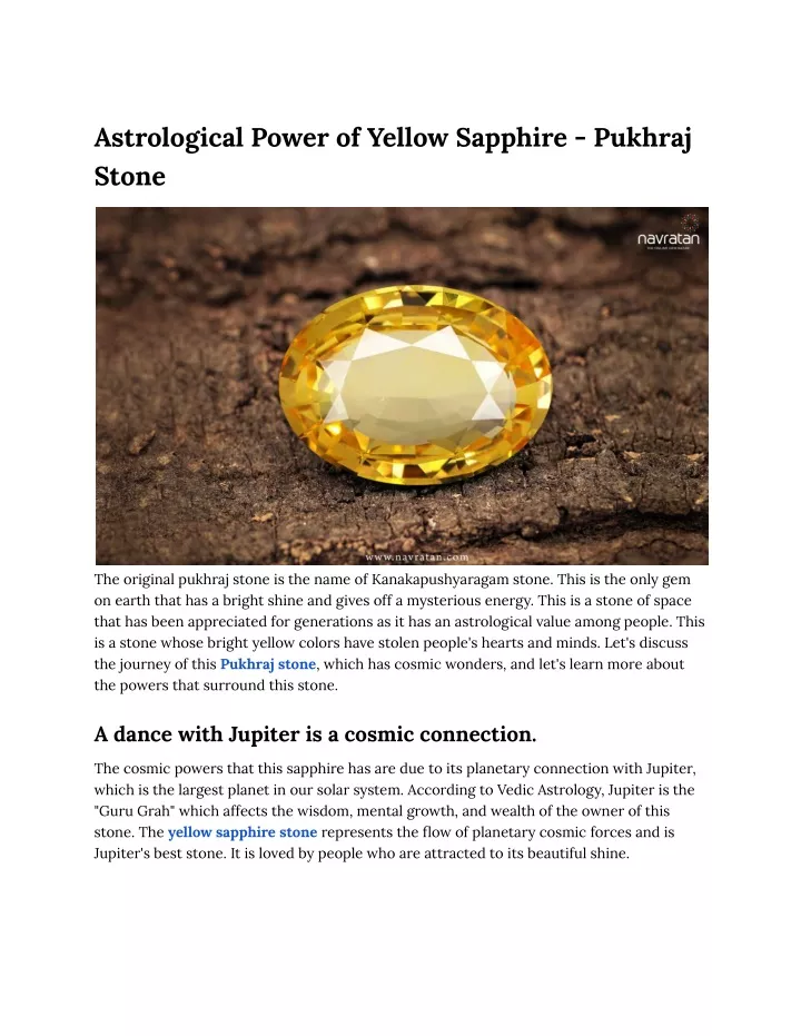 astrological power of yellow sapphire pukhraj