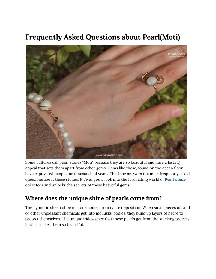 frequently asked questions about pearl moti