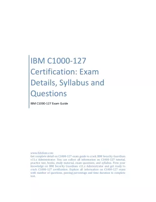 IBM C1000-127 Certification: Exam Details, Syllabus and Questions