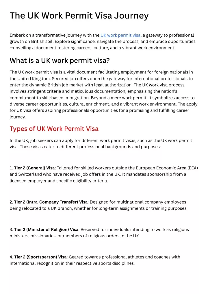 the uk work permit visa journey