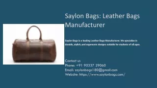 Leather Bags Manufacturer, Best Leather Bags Manufacturer
