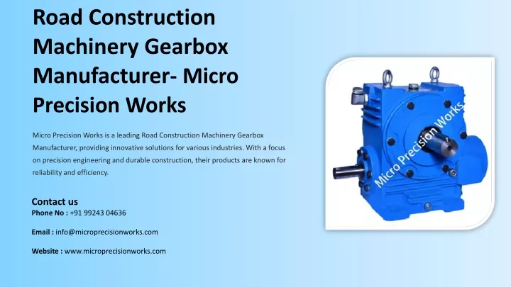 road construction machinery gearbox manufacturer