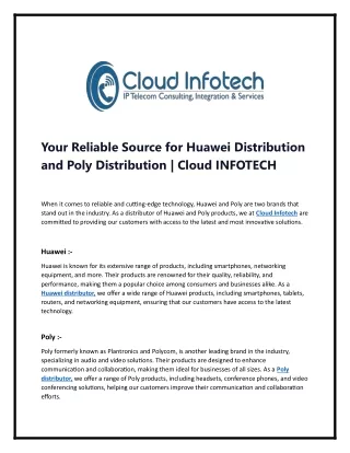 Huawei Distribution and Poly Distribution | Cloud Infotech