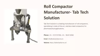 Roll Compactor Manufacturer, Best Roll Compactor Manufacturer