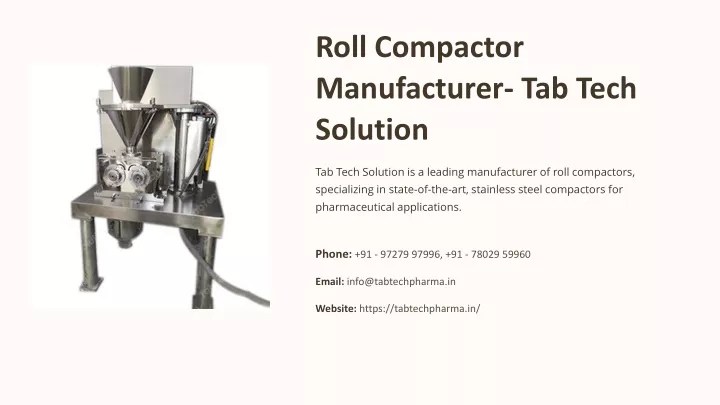 roll compactor manufacturer tab tech solution