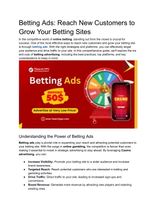 Betting Ads: Reach New Customers to Grow Your Betting Sites