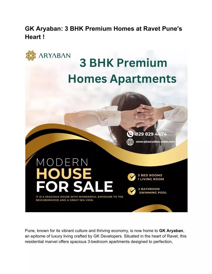 gk aryaban 3 bhk premium homes at ravet pune