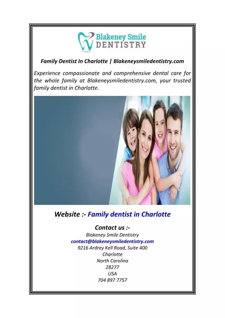 family dentist in charlotte