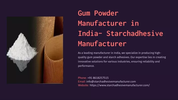 gum powder manufacturer in india starchadhesive