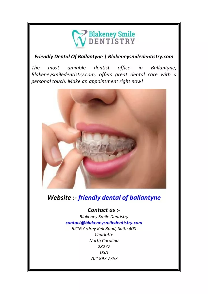 friendly dental of ballantyne