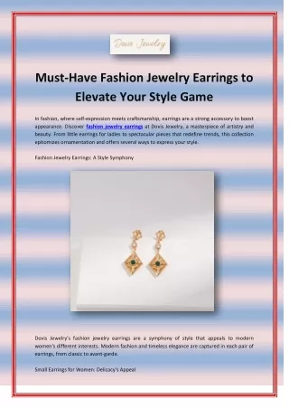 Must-Have Fashion Jewelry Earrings to Elevate Your Style Game