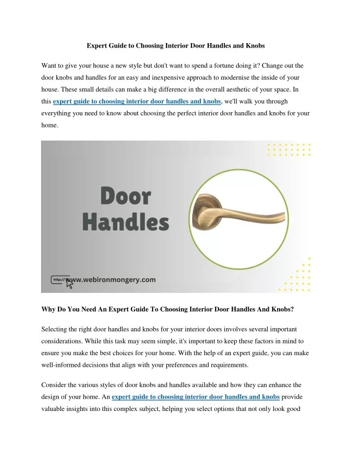 expert guide to choosing interior door handles