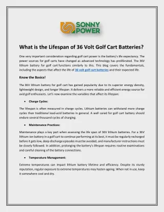 What is the Lifespan of 36 Volt Golf Cart Batteries?