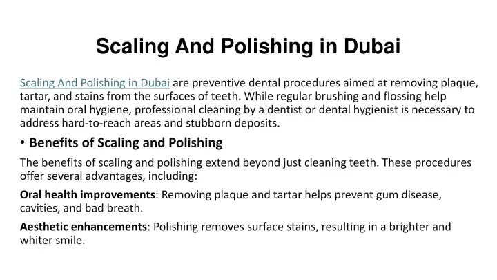 scaling and polishing in dubai