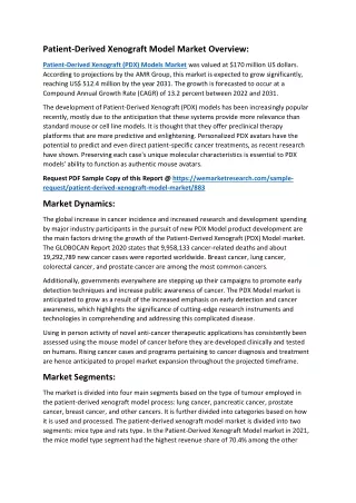 Patient-Derived Xenograft Model Market Overview