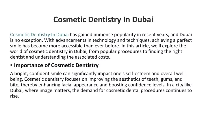 cosmetic dentistry in dubai
