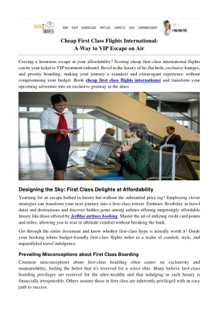 Cheap first class flights international: A Way to VIP Escape on Air