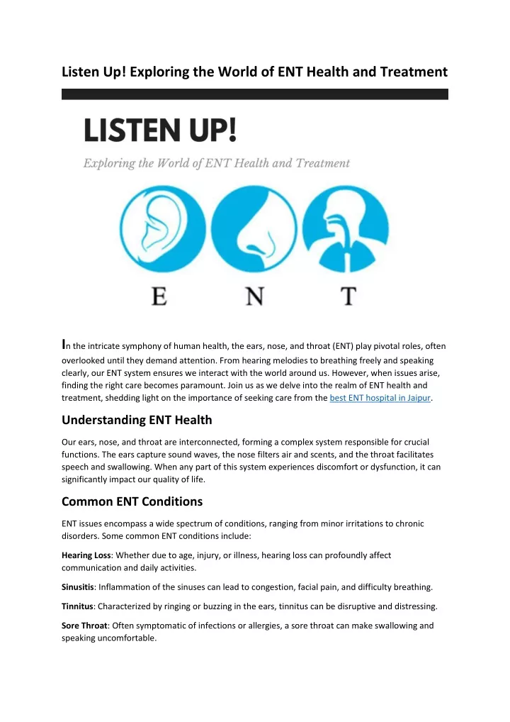 listen up exploring the world of ent health