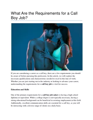 What Are the Requirements for a Call Boy Job