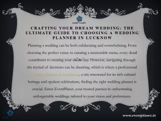 Crafting Your Dream Wedding: The Ultimate Guide to Choosing a Wedding Planner in