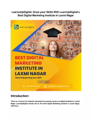 LearnuUpDigital: Grow your Skills With LearnUpDigital’s Best Digital Marketing I