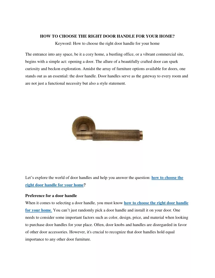 how to choose the right door handle for your home