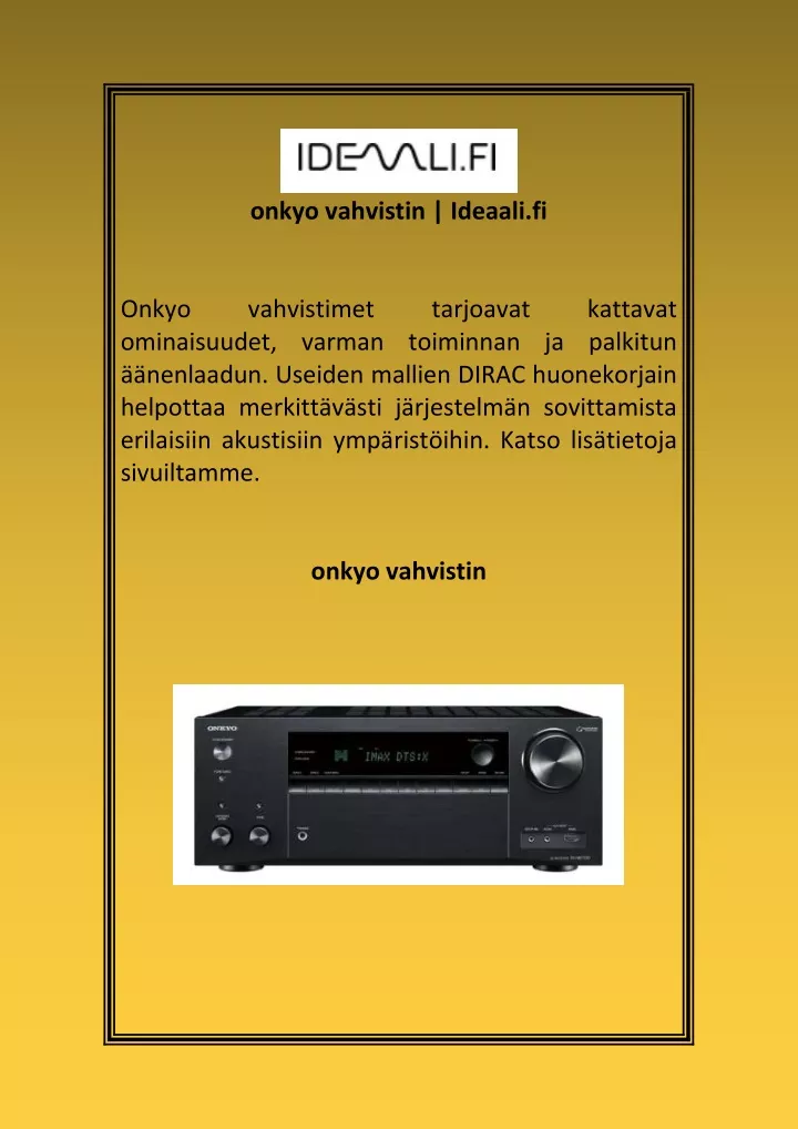 onkyo vahvistin ideaali fi