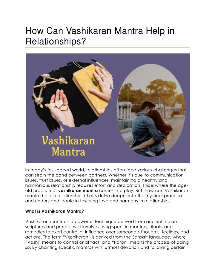 how can vashikaran mantra help in relationships